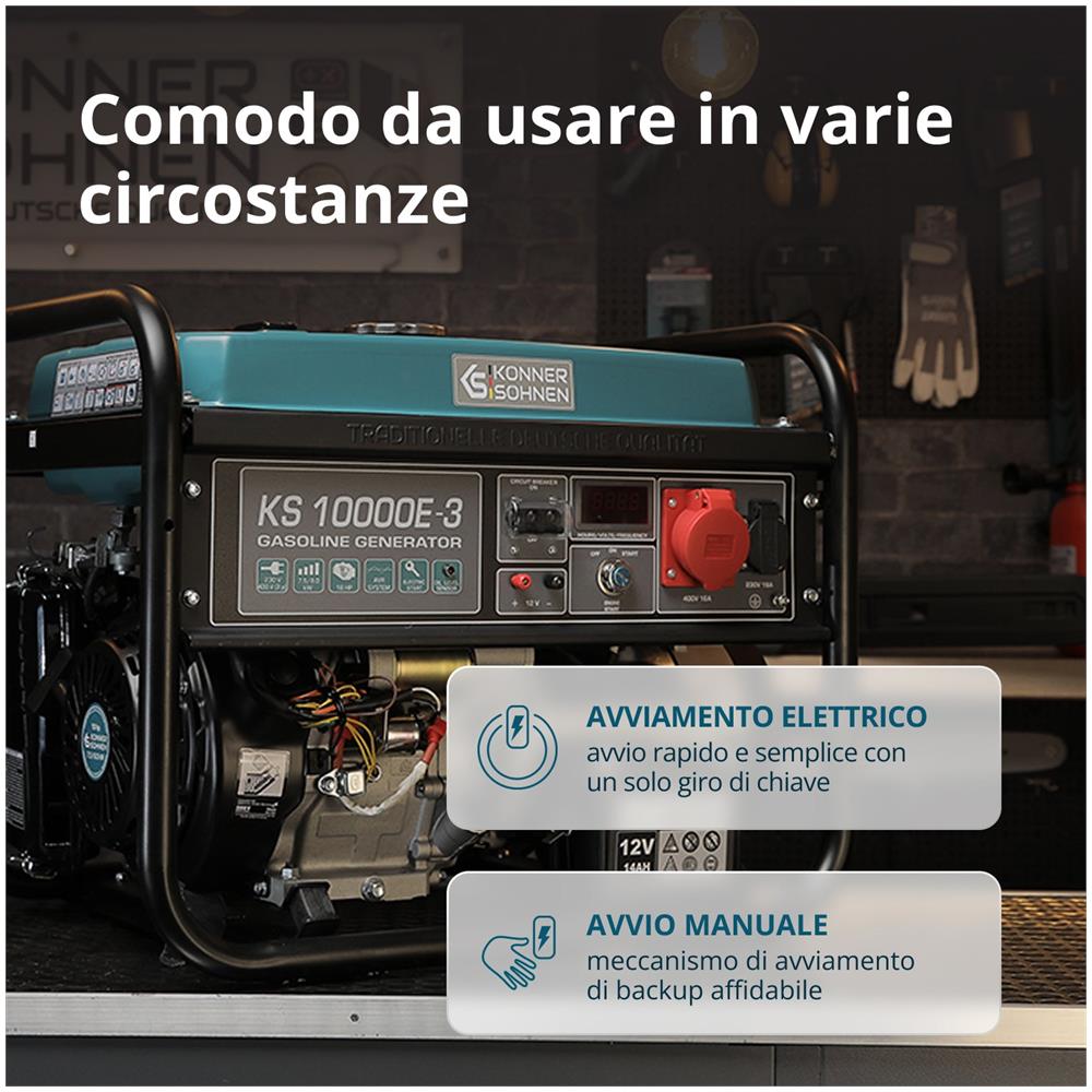 Generatore a benzina """" KS 10000E-3 Tensione, V 400 Potenza massima, kW 8.0 - Foto 2