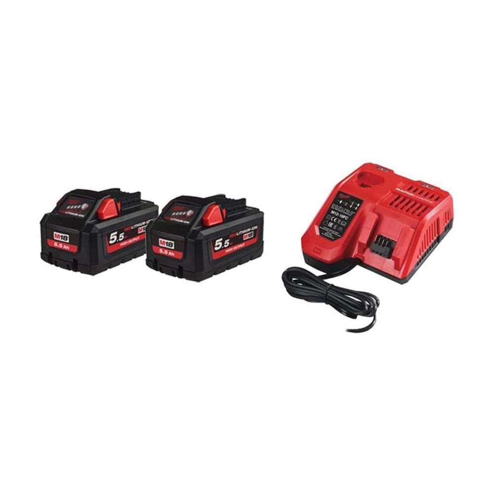 Pack 2 Batterie 5,5 Ah M18 Hb5.5 - Caricabatterie M12-18 - Foto 3
