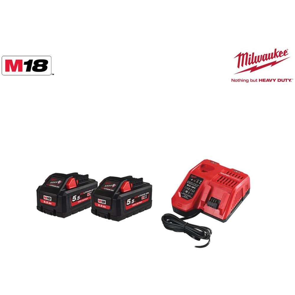 Pack 2 Batterie 5,5 Ah M18 Hb5.5 - Caricabatterie M12-18 - Foto 1