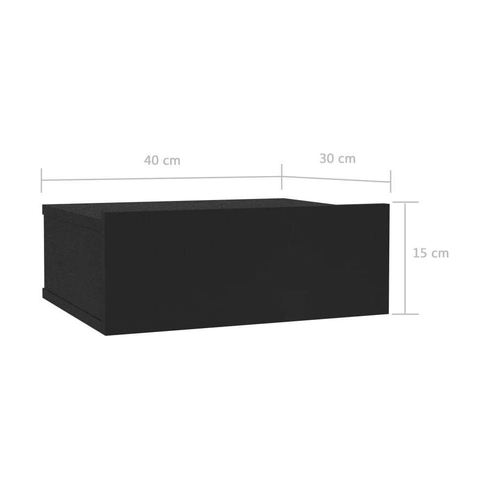 Comodino Pensile Nero 40x30x15 cm in Legno Multistrato - Foto 9