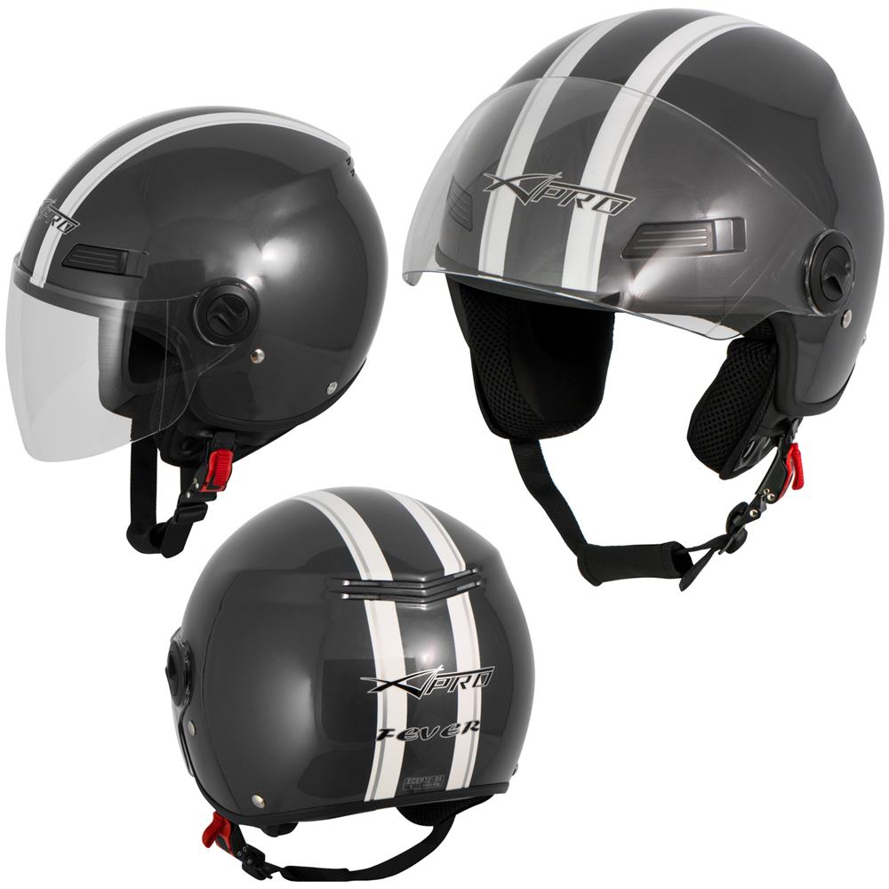 Casco Jet Scooter Moto Quad Omologato Ece 22 05 Visiera Grigo Xs - Foto 1