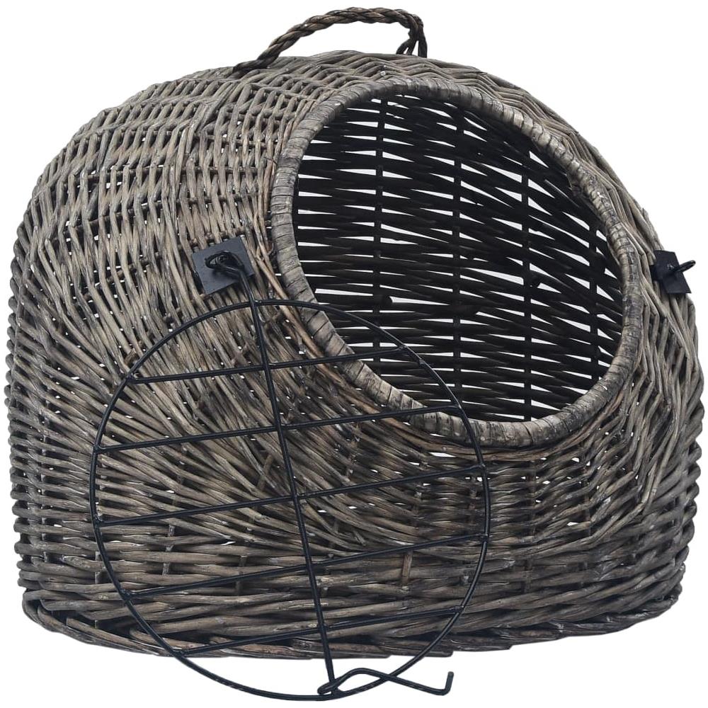 Trasportino Per Gatti Grigio 45x35x35 Cm In Salice Naturale - Foto 2