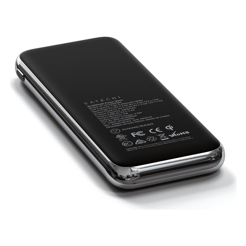QUATRO Power Bank 10000 mAh Carica wireless Nero, Argento - Foto 3