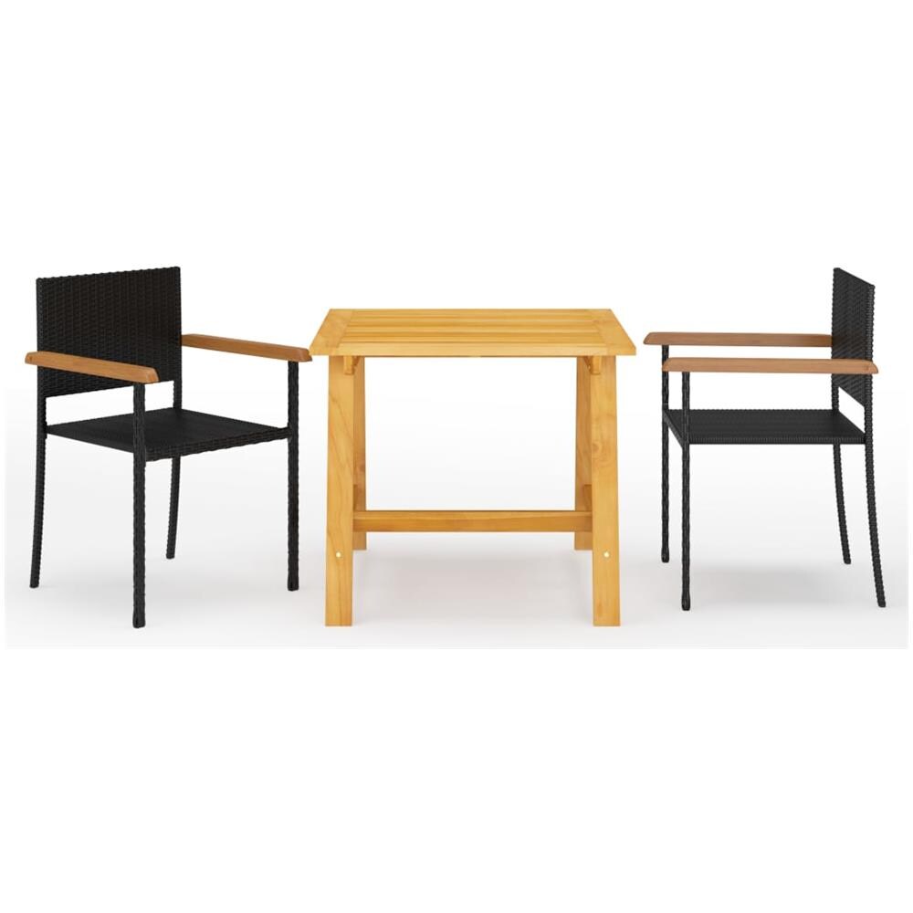 Set Mobili Da Pranzo Per Giardino 3 Pz Nero - Foto 1