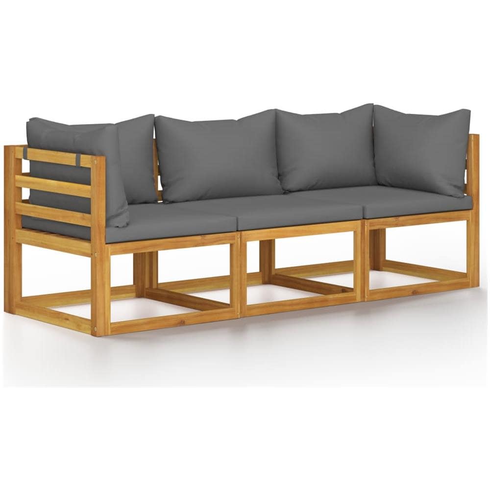 Divano Da Giardino A 3 Posti Con Cuscino In Legno Di Acacia - Foto 1