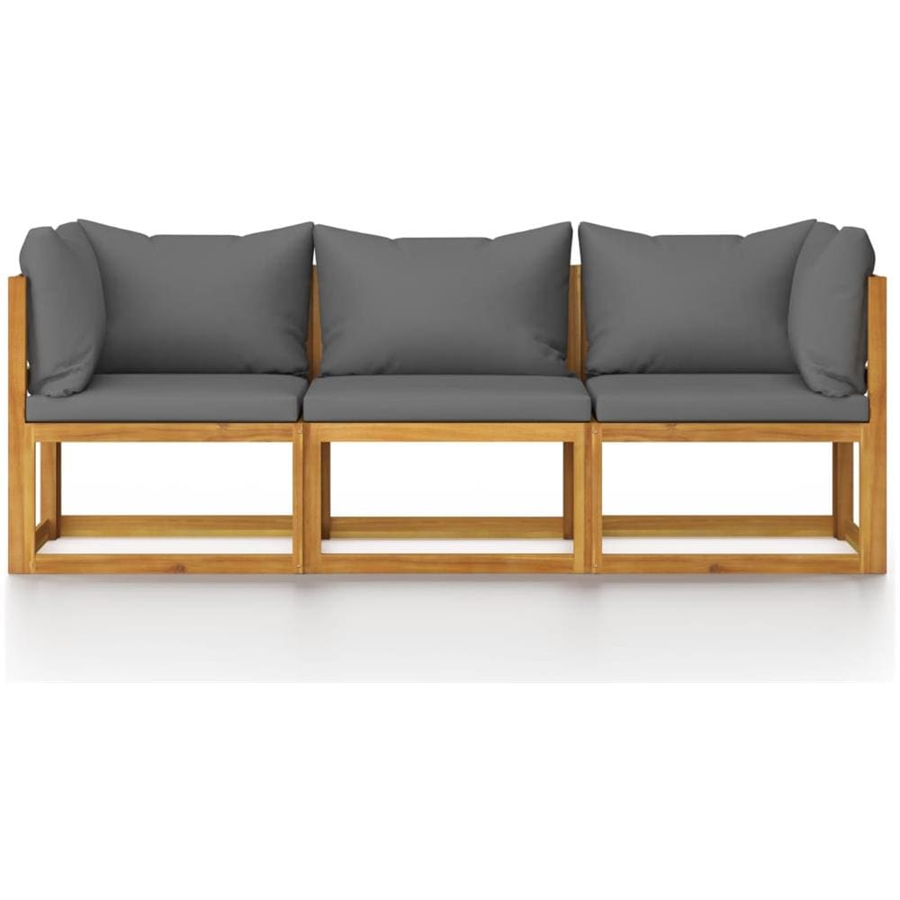 Divano Da Giardino A 3 Posti Con Cuscino In Legno Di Acacia - Foto 2