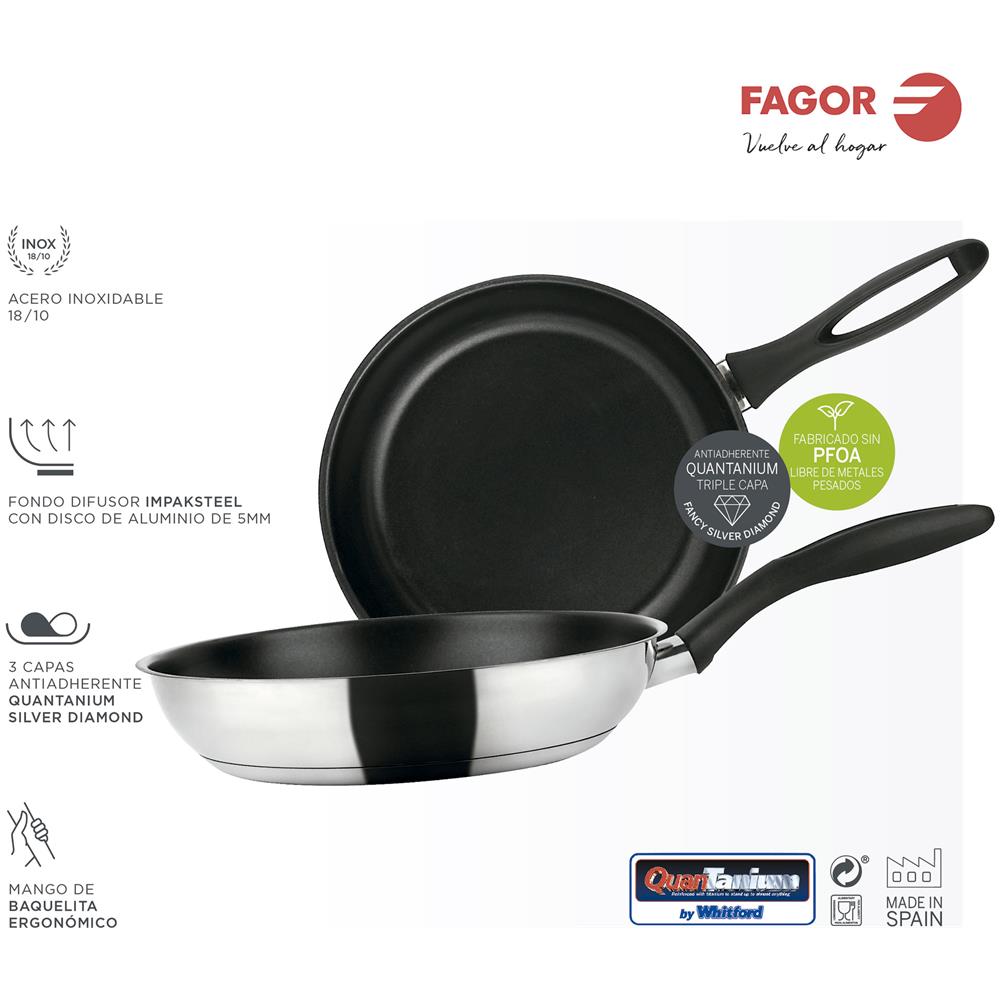 Fagor Inoxtherm Padella Induzione 18 Cm Acciaio Inox., Antiaderente Senza Pfoa Vetroceramica  Argento - Foto 2