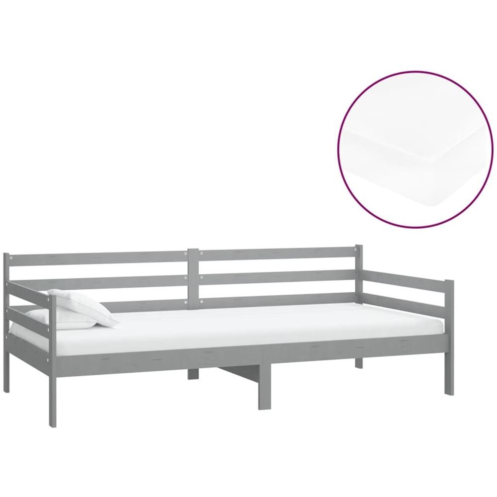 Divano Letto Con Materasso 90x200 Cm Grigio In Massello Di Pino - Foto 2