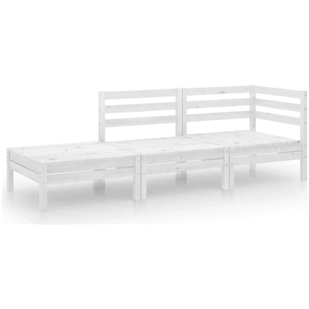 Set Divani da Giardino 3 pz Bianco in Legno Massello di Pino - Foto 2