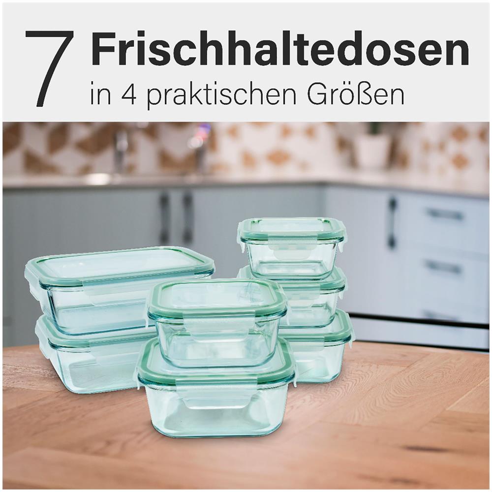 Fhd4010g 7 Recipienti In Vetro Per Alimenti Con Coperchio Ermetici Contenitori Per Cucina Trasparente - Foto 2