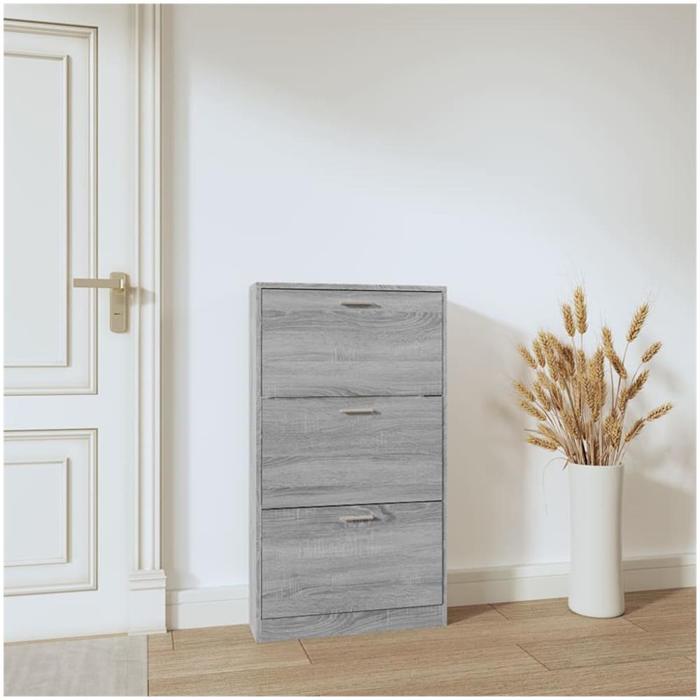 Scarpiera Grigio Sonoma 59x17x108 Cm In Legno Multistrato - Foto 5