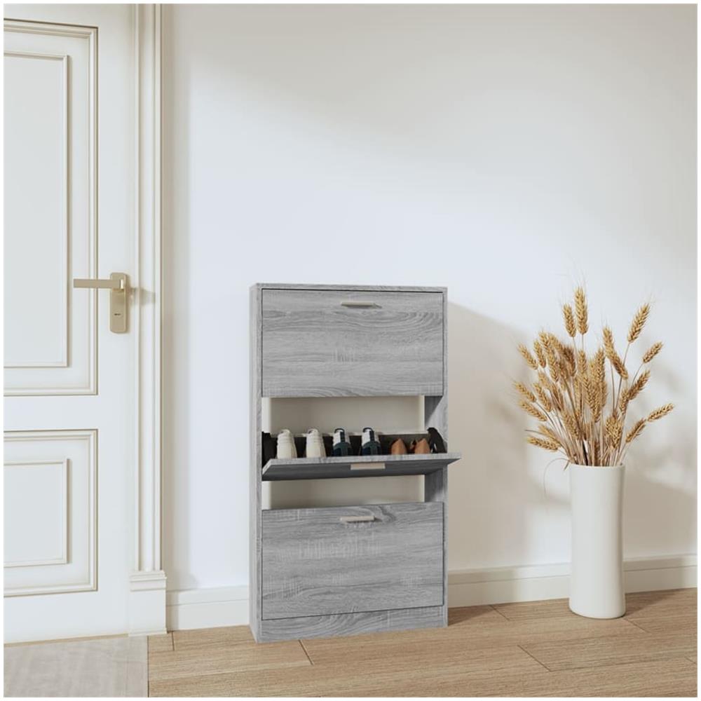 Scarpiera Grigio Sonoma 59x17x108 Cm In Legno Multistrato - Foto 1