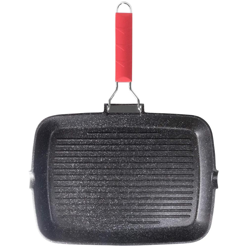 Moneta Bistecchiera 24 X 34 Cm Pro Grill Con Manico Pieghevole Anche Per Induzione Antiaderente - Foto 1