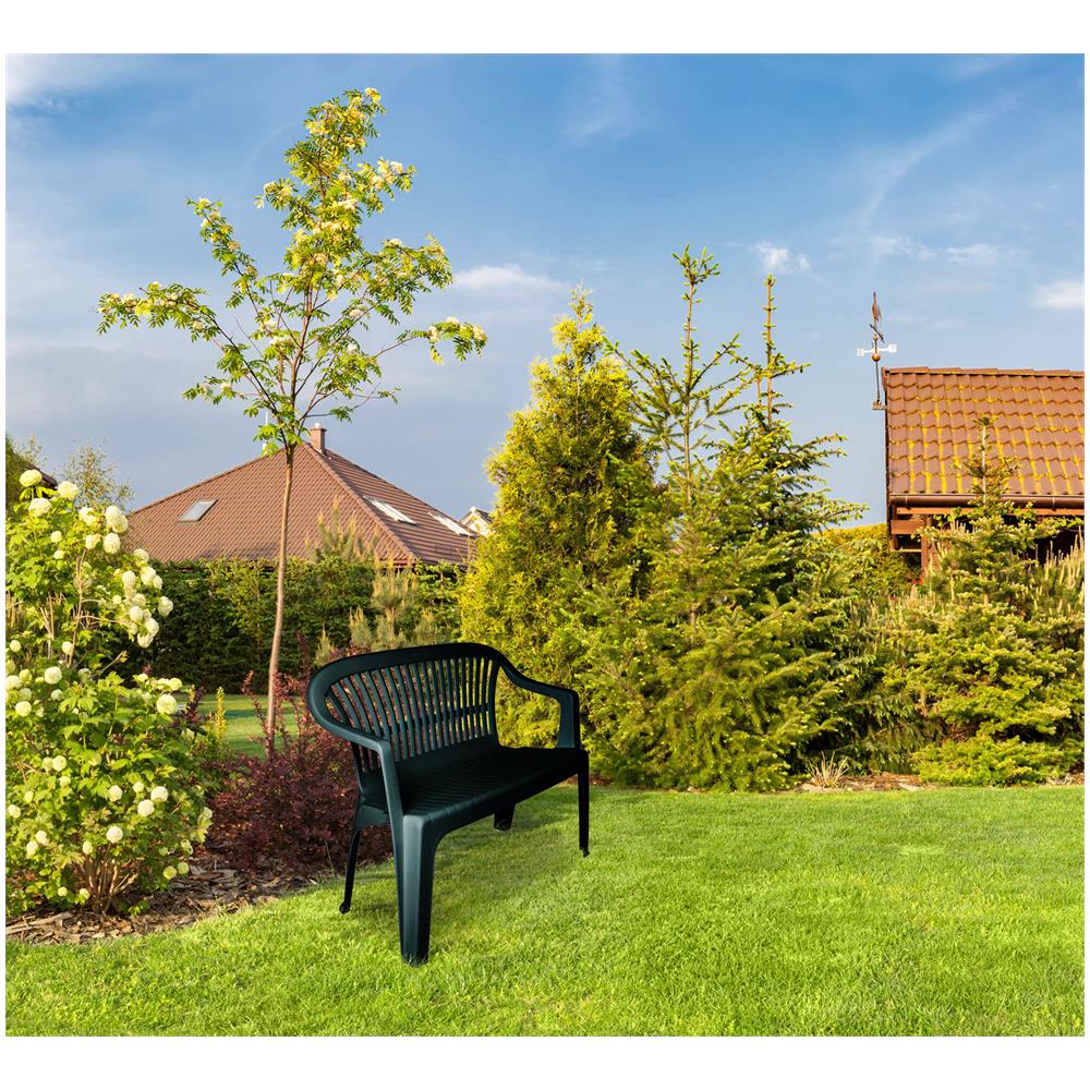 Panchina Da Esterno Eboli, Panca Monoblocco Da Giardino, Panchina Outdoor, 100% Made In Italy, 114x55h82 Cm, Verde - Foto 1