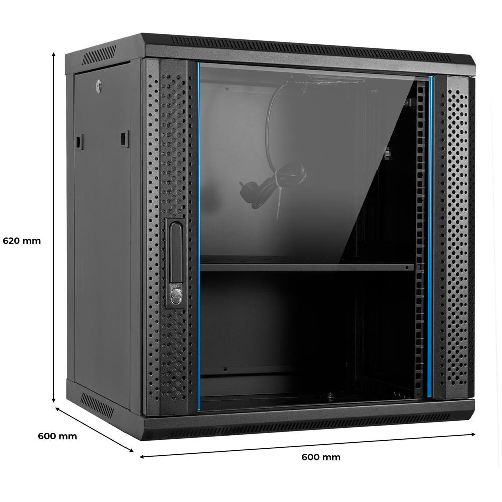 Armadio Rack AI6612 da19" 12 Unità da Muro Profondità 600mm Colore Nero - Foto 10