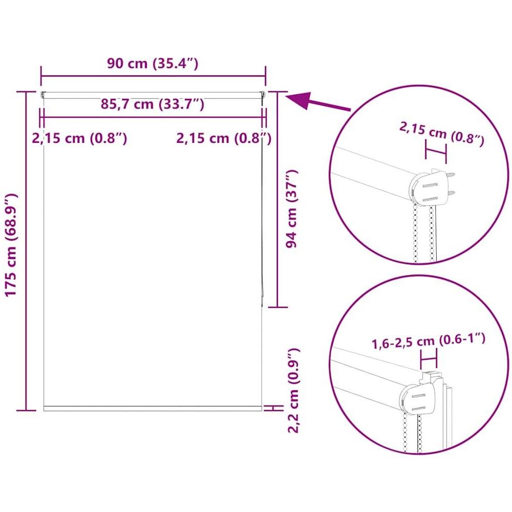 Tenda a Rullo Oscurante 90x175 cm Larghezza Tessuto 85,7 cm - Foto 10
