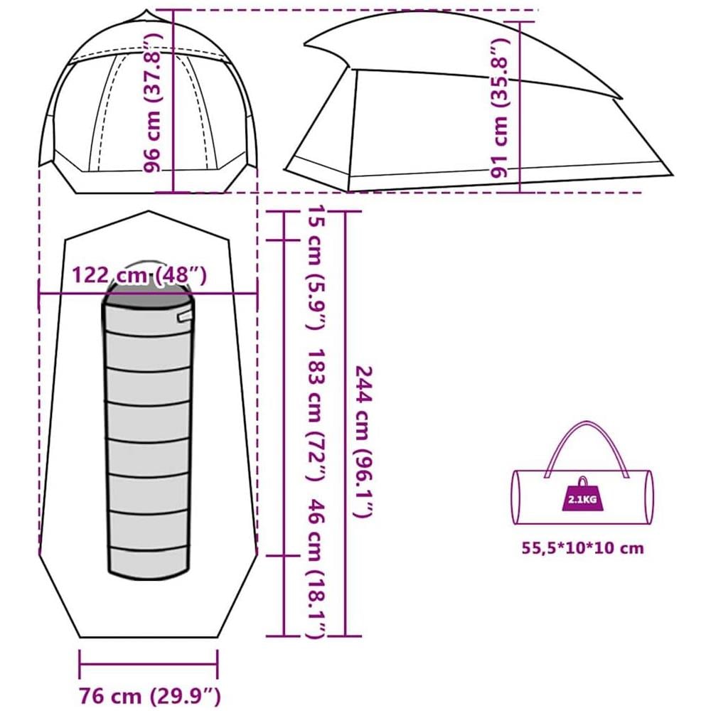 Tenda da Campeggio a Cupola per 1 Persona Blu Impermeabile - Foto 10