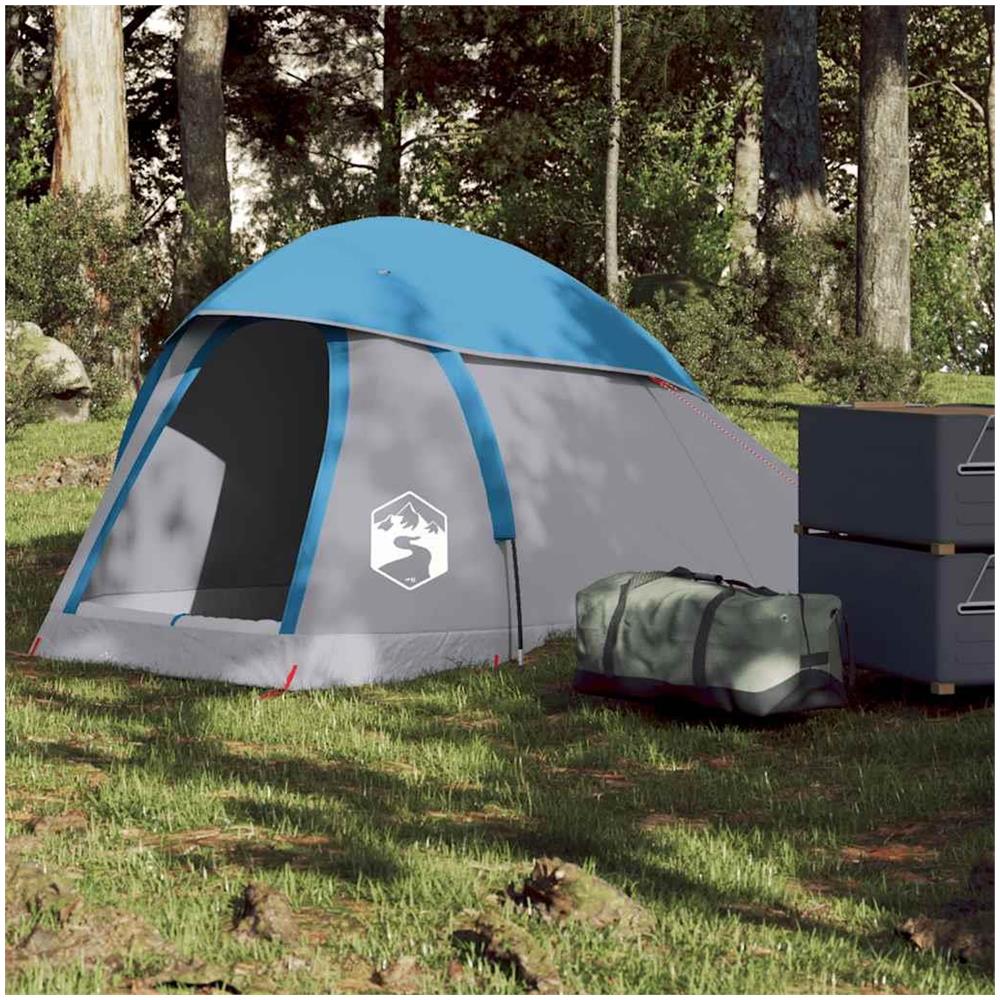 Tenda da Campeggio a Cupola per 1 Persona Blu Impermeabile - Foto 2