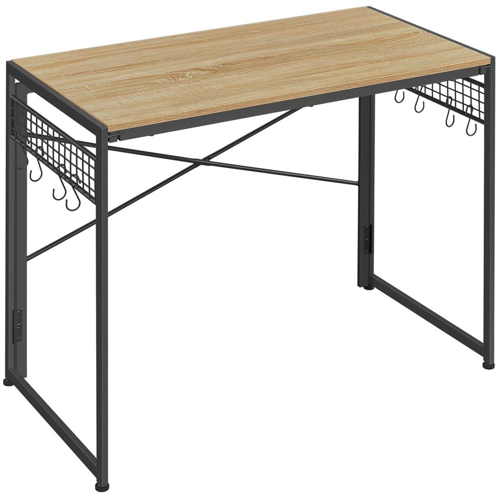 Scrivania per computer Valora con ganci - Rovere Sonoma e struttura in acciaio nero 100x50 - Foto 1