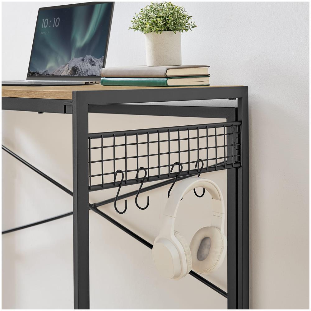 Scrivania per computer Valora con ganci - Rovere Sonoma e struttura in acciaio nero 100x50 - Foto 7