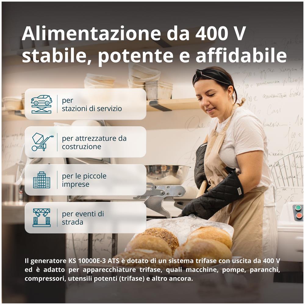 Generatore a benzina """" KS 10000E-3 ATS Tensione, V 400 Potenza massima, kW 8.0 - Foto 1