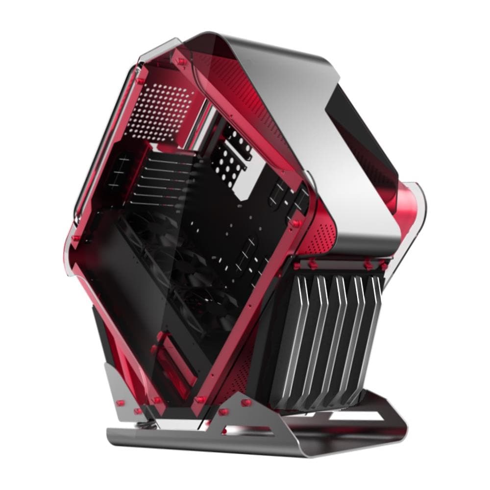 Case Gaming Ctesports Galaxy Rosso Esagonale Alluminio Vetro Acciaio - Foto 1