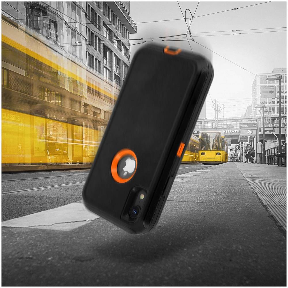 Cover Iphone Xr Protezione Rigida Multi-strato Bumper Antishock Nero / arancione - Foto 13