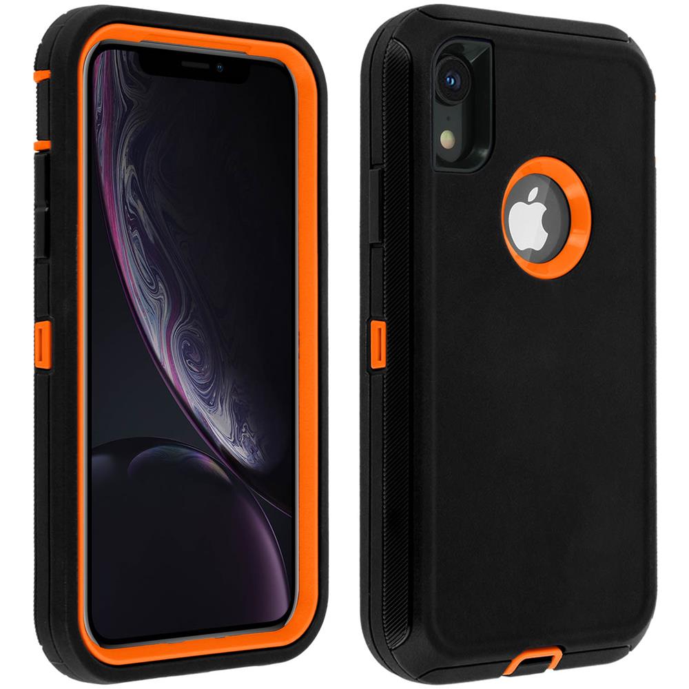 Cover Iphone Xr Protezione Rigida Multi-strato Bumper Antishock Nero / arancione - Foto 1