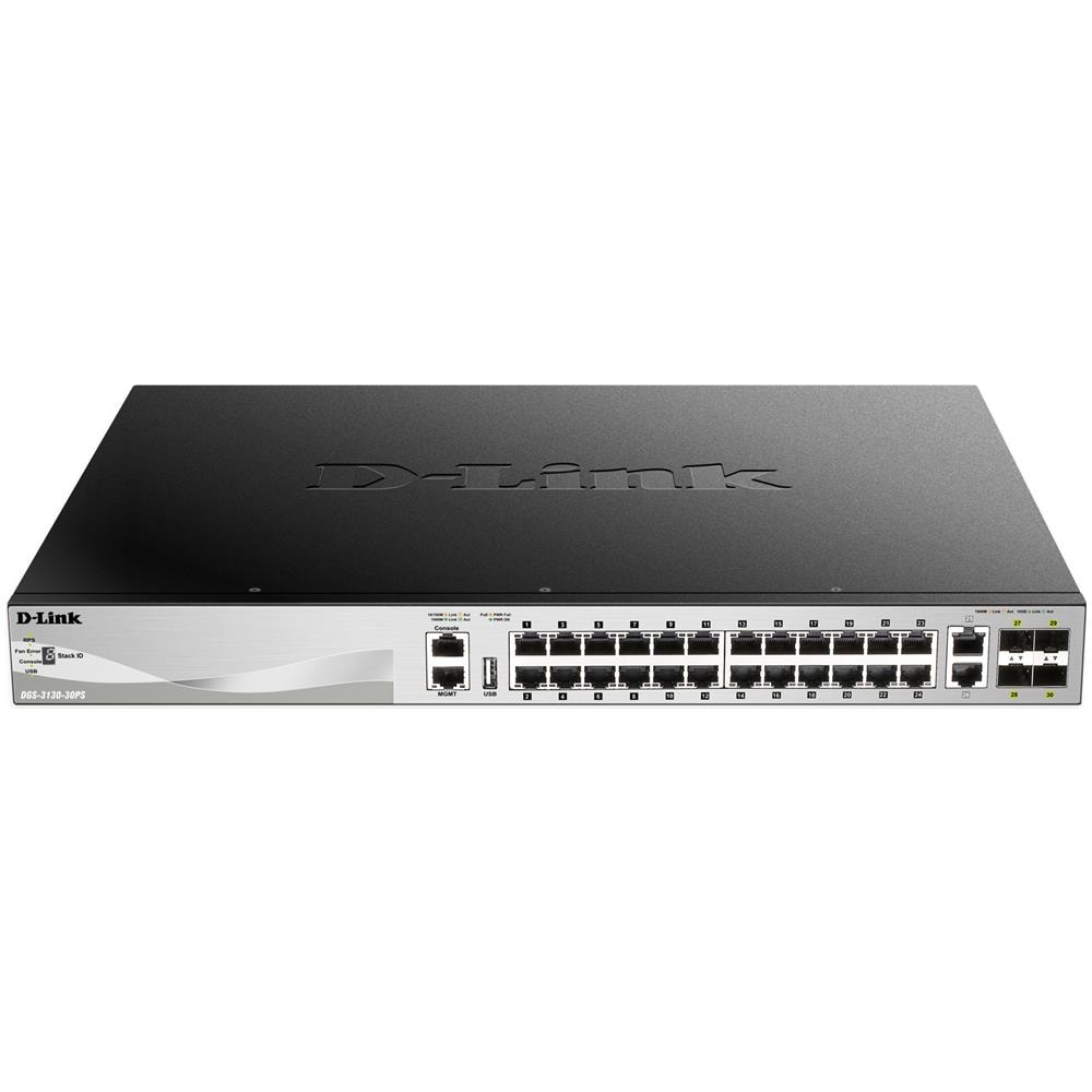 Switch DGS-3130-30PS 24 Porte Ethernet PoE 10 / 100 / 1000 Mbps RJ45 con 4 Porte SFP+ Managed  - Foto 1