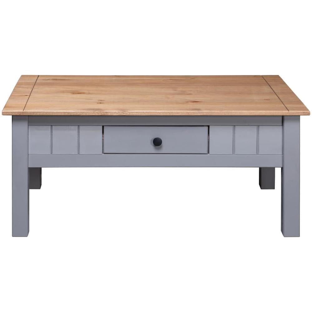 Tavolino Da Caffè Grigio 100x60x45cm Pino Massello Panama Range - Foto 2