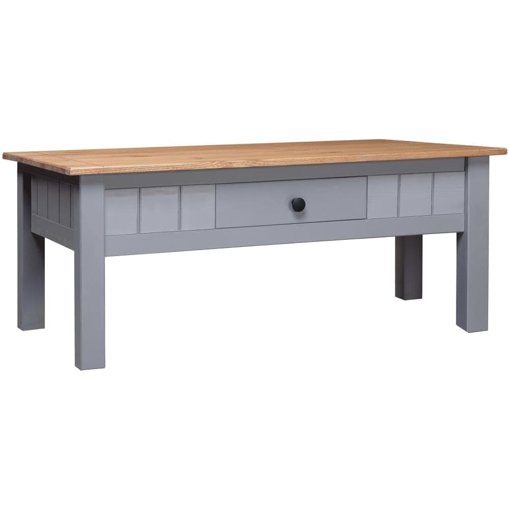 Tavolino Da Caffè Grigio 100x60x45cm Pino Massello Panama Range - Foto 1