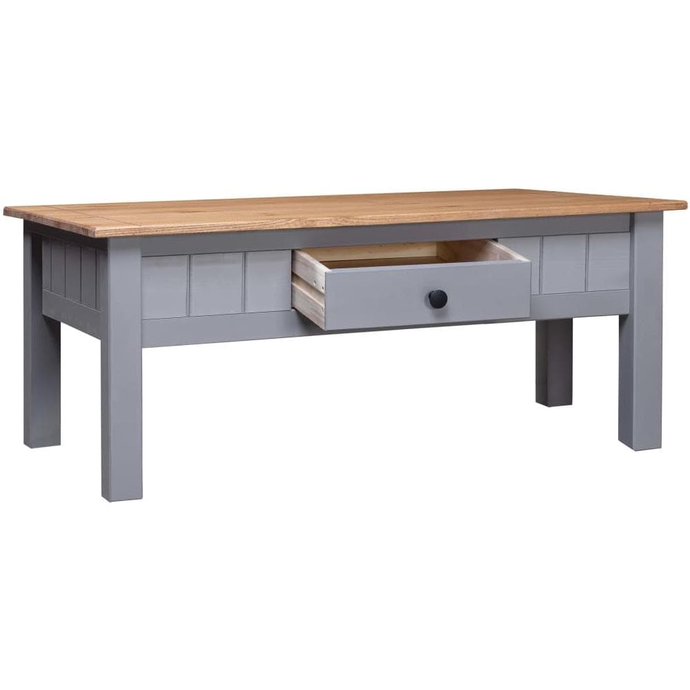 Tavolino Da Caffè Grigio 100x60x45cm Pino Massello Panama Range - Foto 9