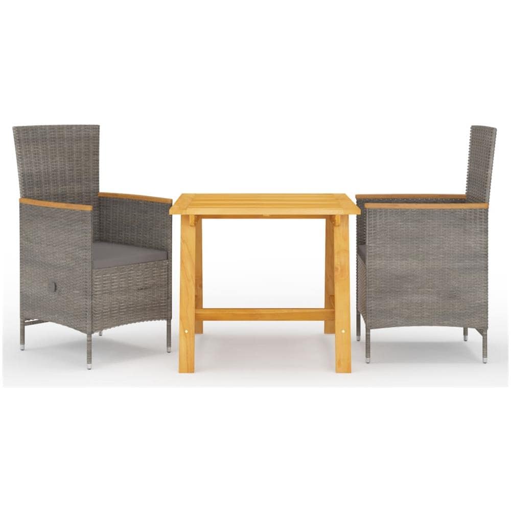 Set Mobili Da Pranzo Per Giardino 3 Pz Grigio - Foto 1