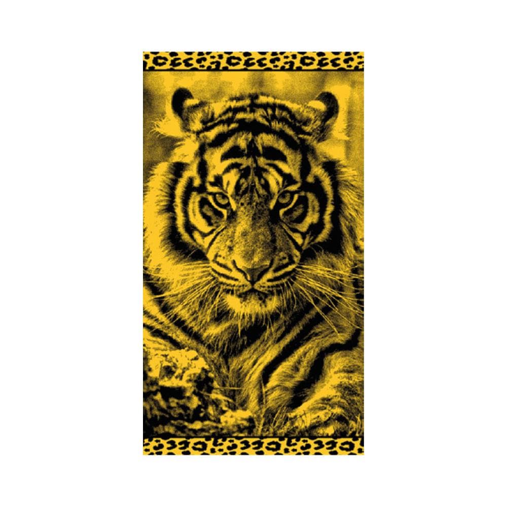 Telo Mare Jacquard Spugna Asciugamano Spiaggia Disegno Safari Tigre - Foto 1