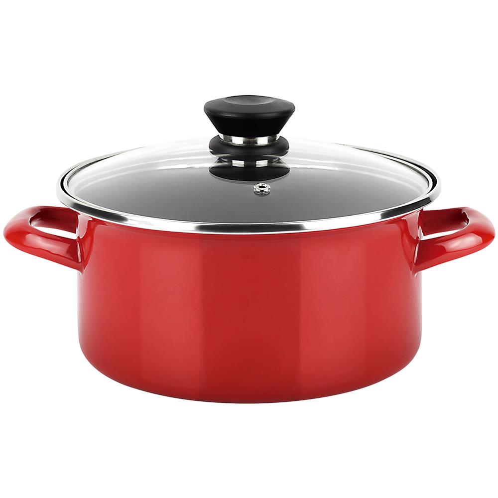 Fagor Optimax Pentola Induzione 24 Cm Acciaio Smaltato, Antiaderente Senza Pfoa, Coperchio Rosso - Foto 1