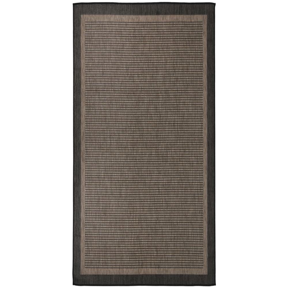 Tappeto Da Esterni A Tessitura Piatta 100x200 Cm Marrone Scuro - Foto 1