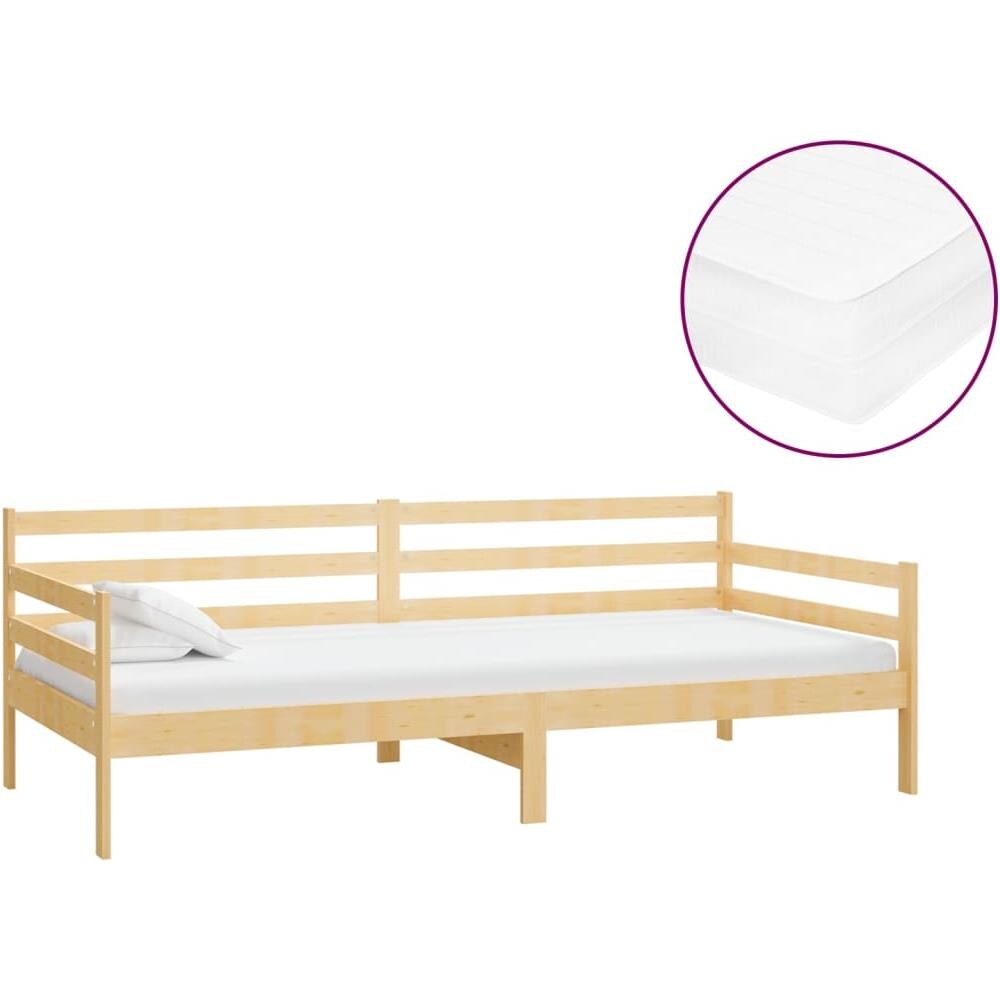 Divano Letto con Materasso 90x200 cm Legno Massello di Pino - Foto 2