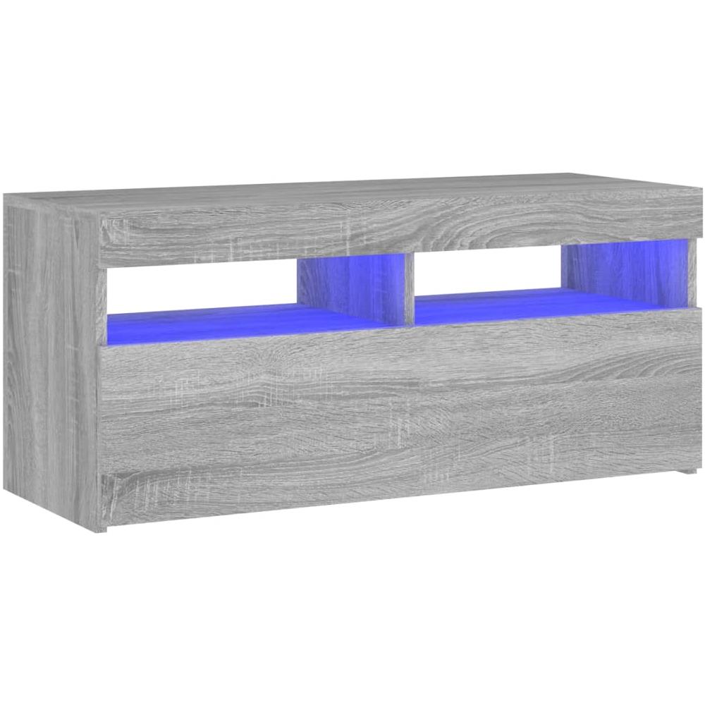 Mobile Porta TV con Luci LED Grigio Sonoma 90x35x40 cm - Foto 2