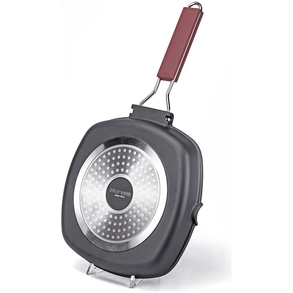 Moneta Bistecchiera 28 X 28 Cm Pro Grill Con Manico Pieghevole Anche Per Induzione Antiaderente - Foto 1