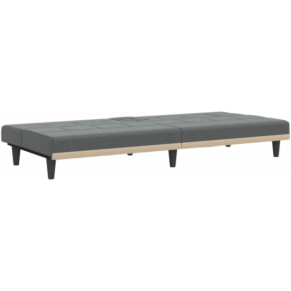 Divano Letto Con Portabicchieri In Tessuto Grigio Scuro - Foto 2