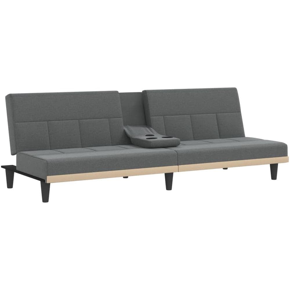 Divano Letto Con Portabicchieri In Tessuto Grigio Scuro - Foto 8