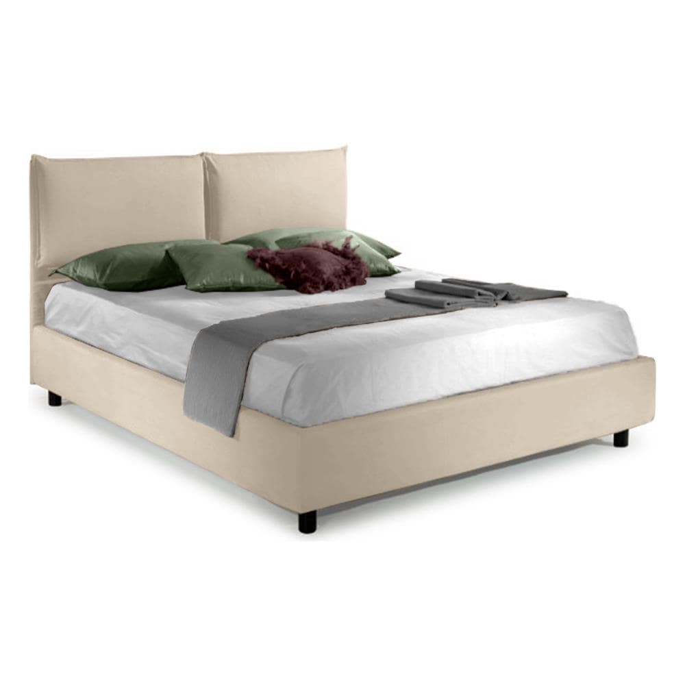 Letto Matrimoniale, Il Modello Lille E' Un Letto Semplice Ma Allo Stesso Tempo Raffinato, Rete A Doghe 160x200 Cm, Compreso Box Contenitore, Rivestimento Sfoderabile, Made In Italy - Foto 1