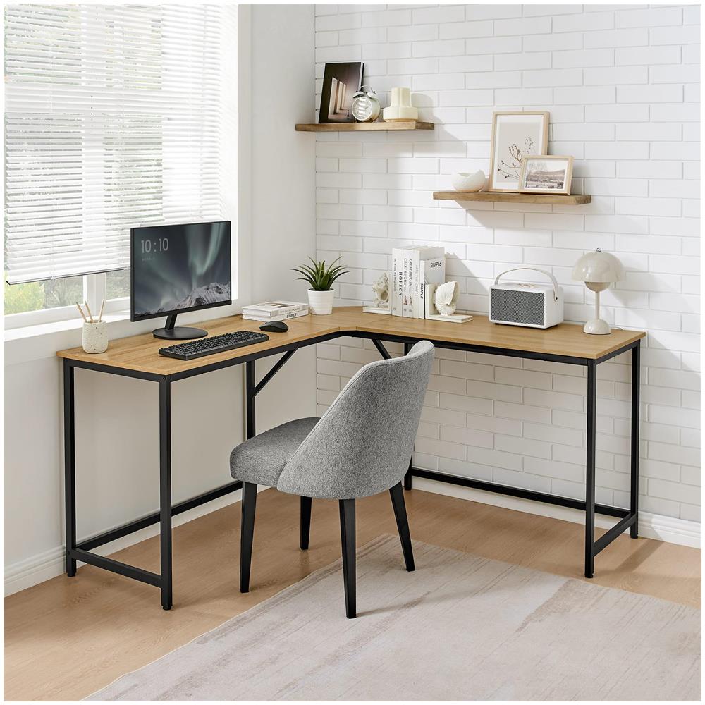 Scrivania angolare per computer Valora - Rovere Sonoma con struttura in acciaio nero 149x149 - Foto 2