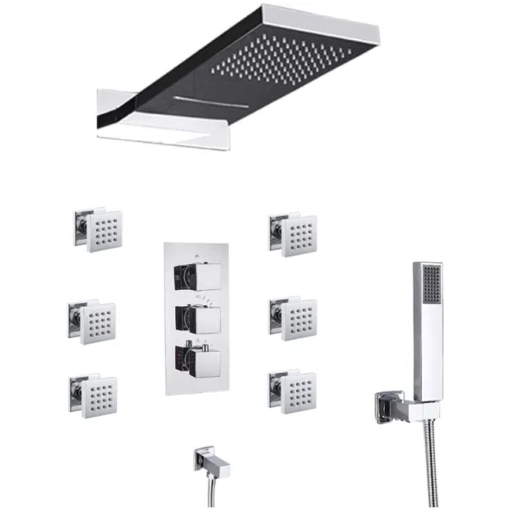 Set miscelatore doccia con massaggio, Blackswan, tipo M73.33, modello cromato lucido, misura 52 cm - Foto 1