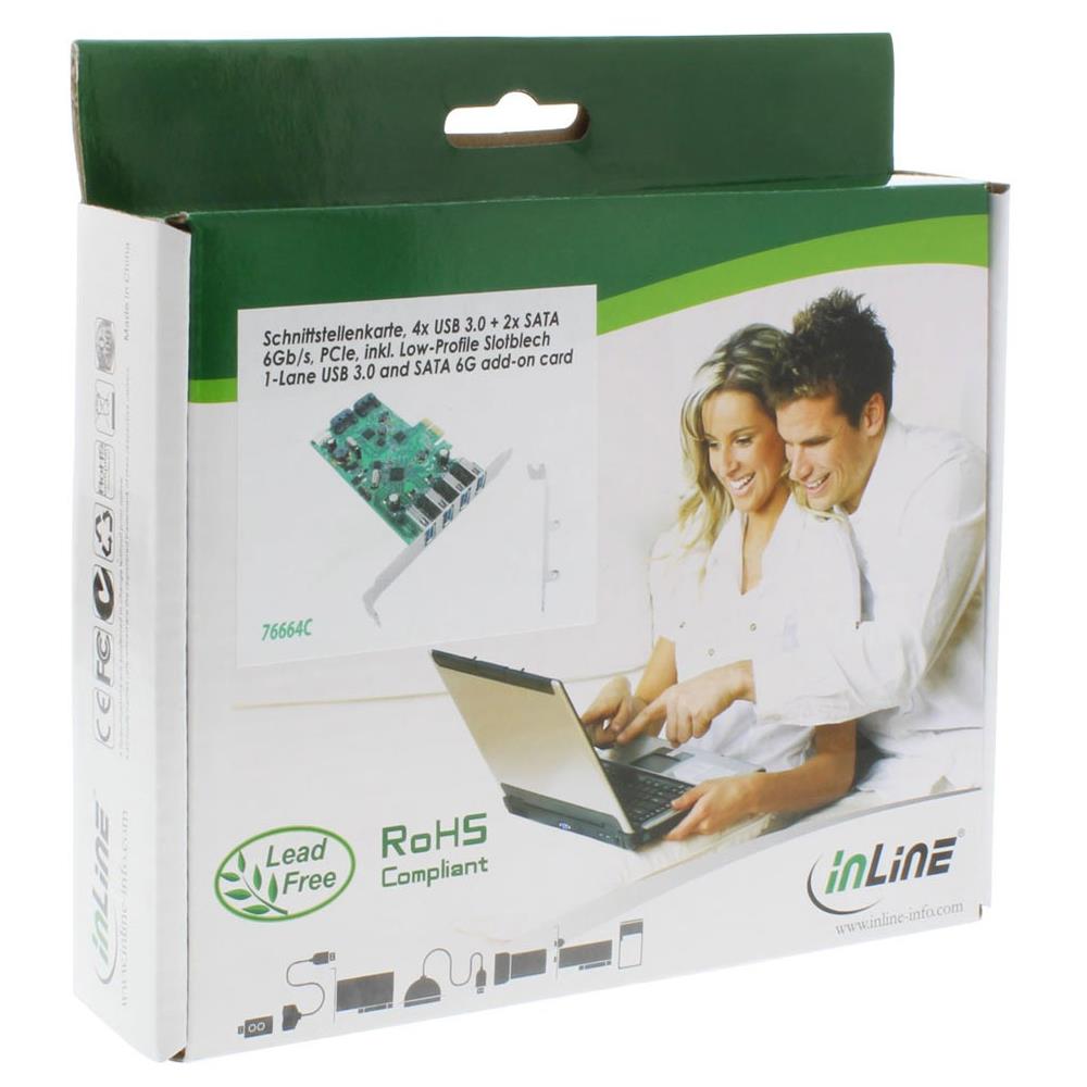 scheda usb 3.0 + sata host controller, 4x usb 3.0 + 2x sata 6gb / s, pcie (pci-express)  - Foto 3