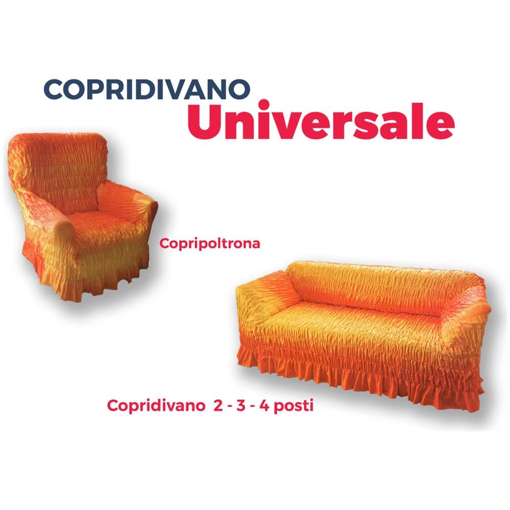 Copridivano Universale Arricciato Rosa Antico 4 Posti Rosa Antico - Foto 2