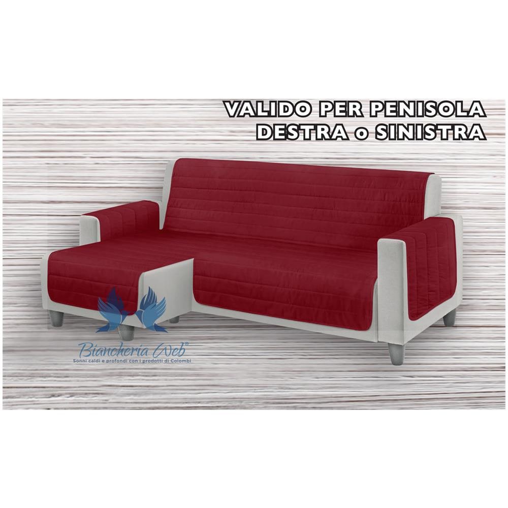 Copridivano Trapuntato Per Divani Con Penisola Destra Sinistra In Tinta Unita O.B. Penisola 190 Bordeaux - Foto 1