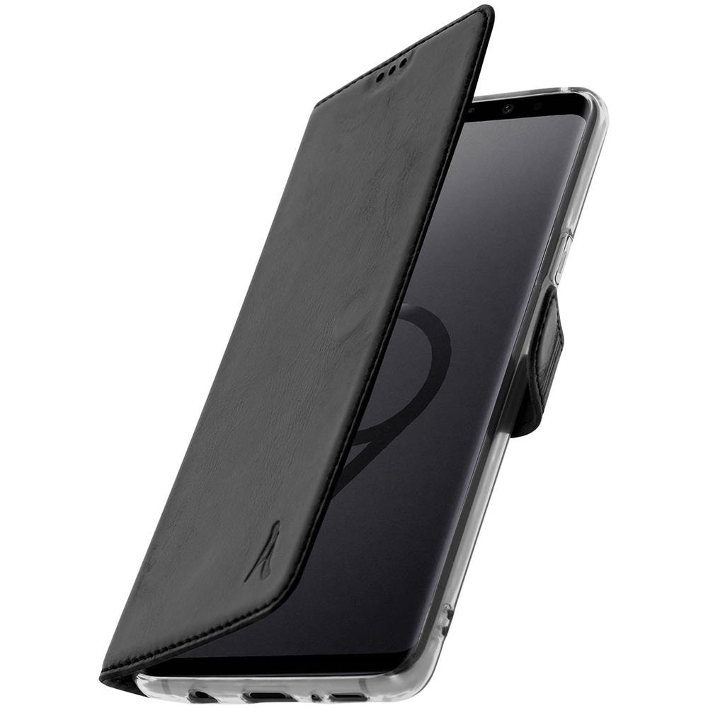Custodia Galaxy S9 Plus Portacarte Pelle Funzione Stand Akashi Nero - Foto 2