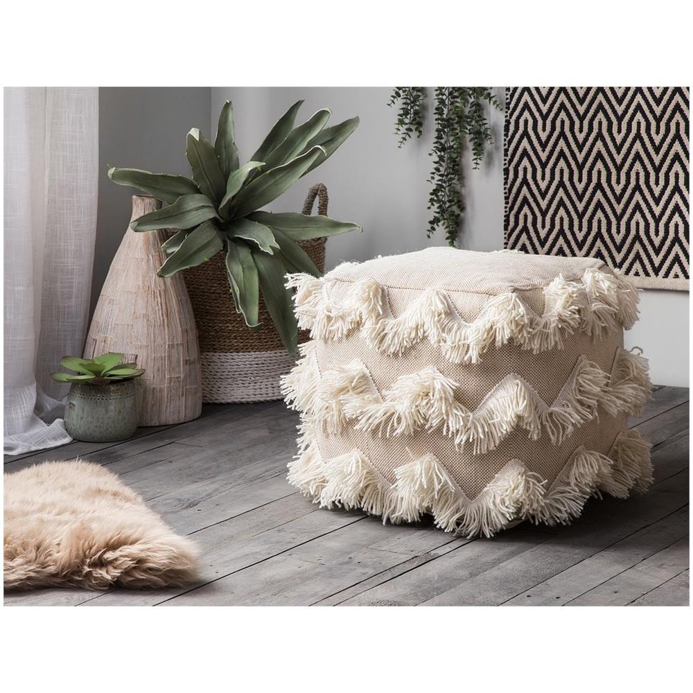 Pouf In Tessuto Beige 44 X 45 Cm Nashik - Foto 2