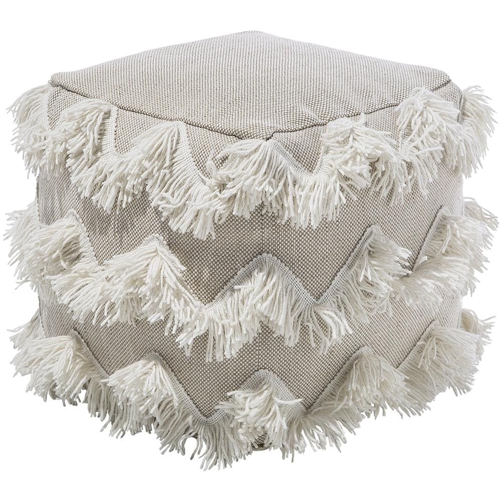 Pouf In Tessuto Beige 44 X 45 Cm Nashik - Foto 1